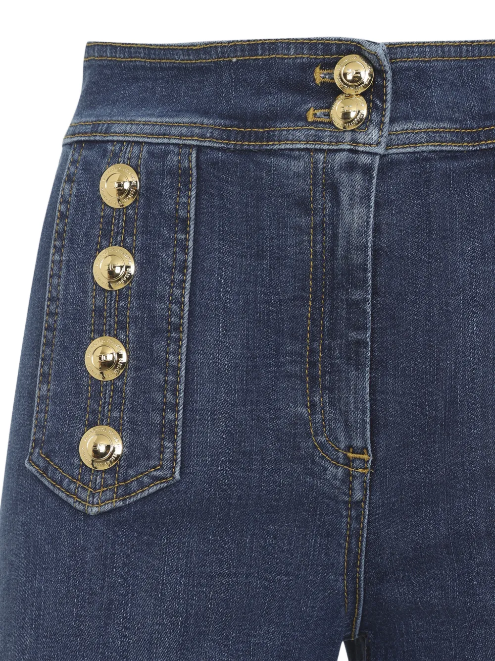  Elisabetta Franchi Button-detail Belt-loop Jeans - Blue 
