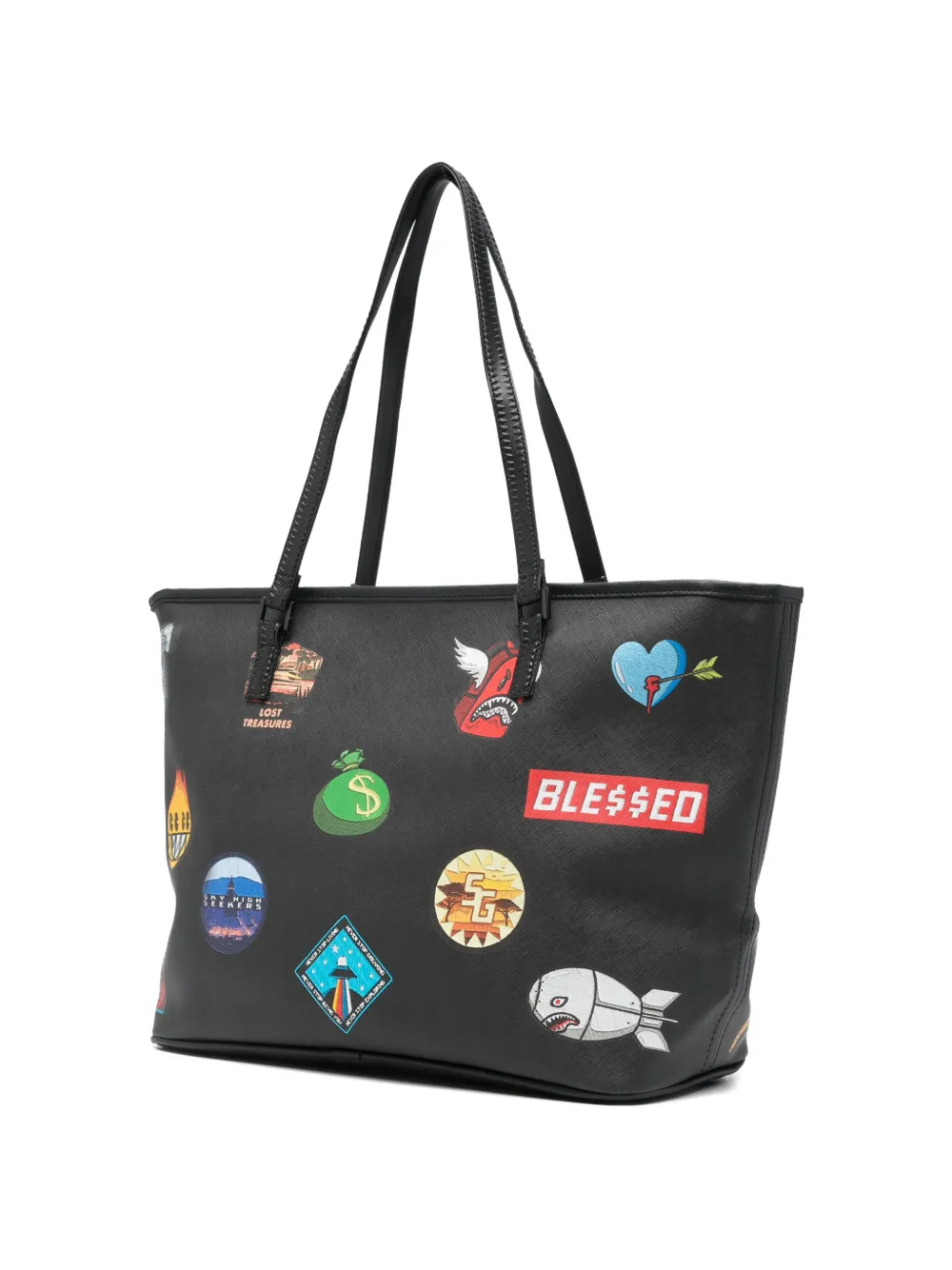 Sprayground graphic-print shoulder bag - Zwart