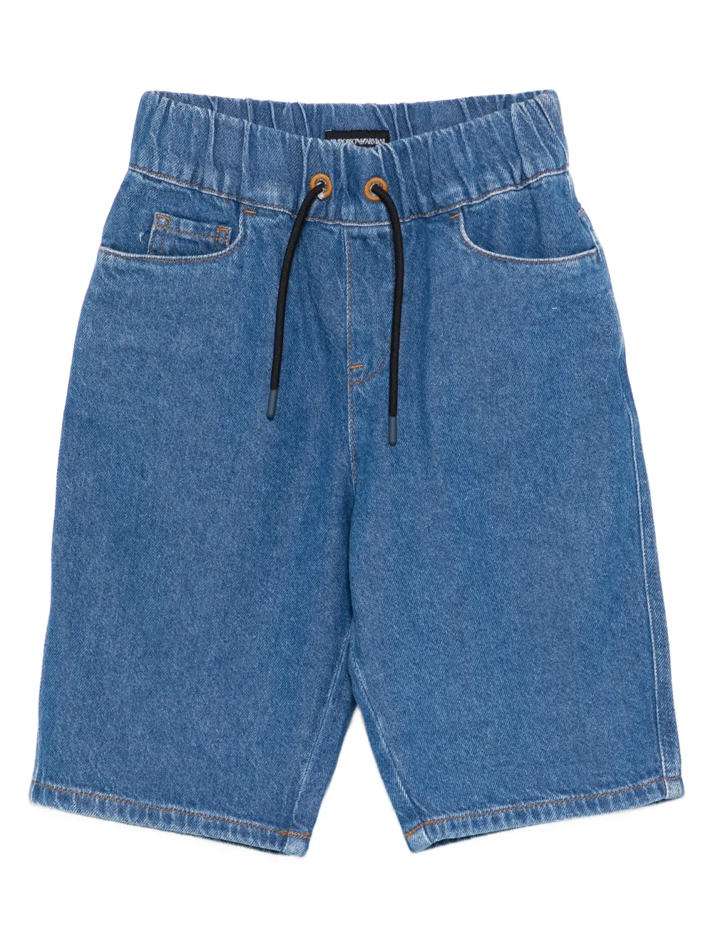 Emporio Armani Kids logo-appliqué denim shorts - Blu