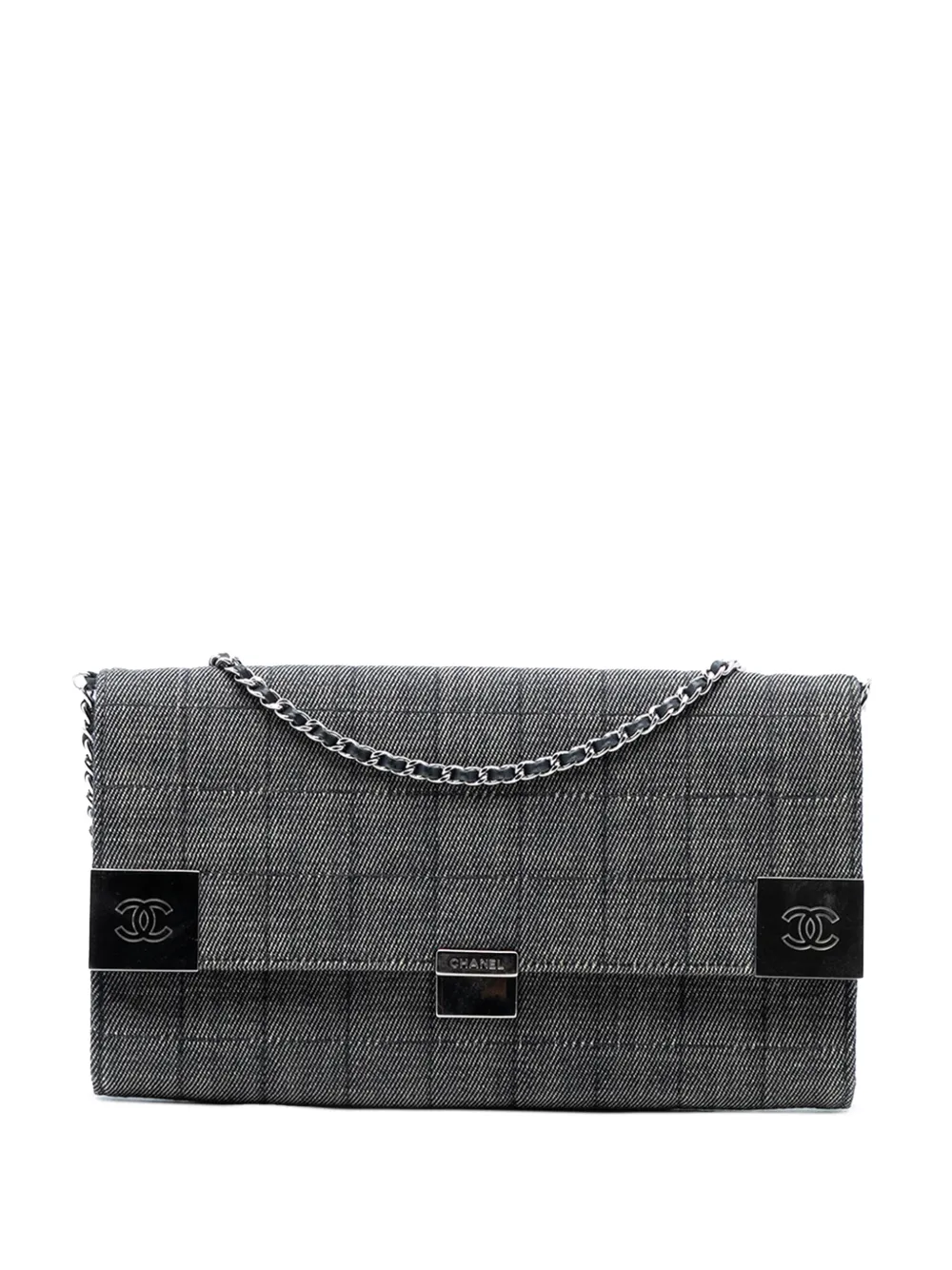 CHANEL Pre-Owned 2002-2003 CC Choco Bar Denim Chain Flap shoulder bag - Grigio
