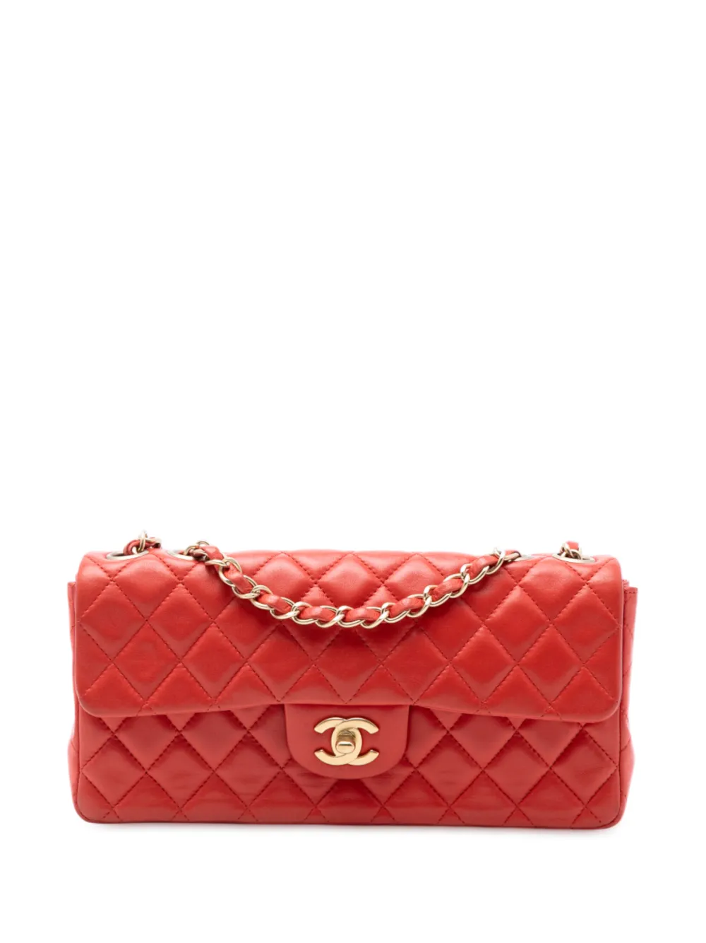 CHANEL Pre-Owned 2009-2010 Classic Lambskin East West Single Flap shoulder bag - Rosso