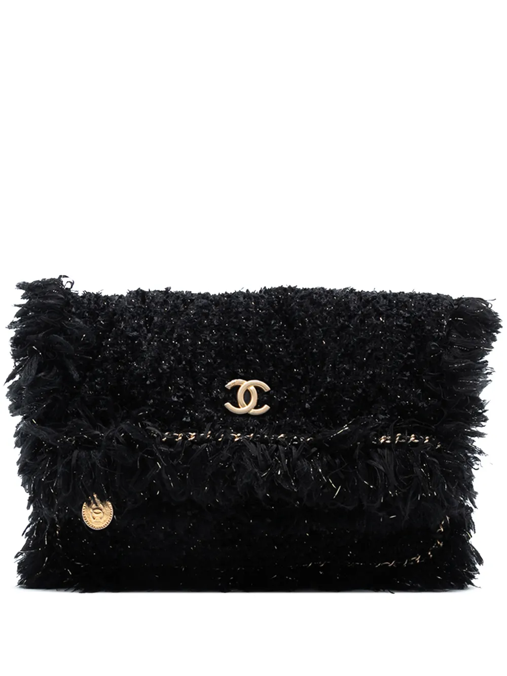 CHANEL Pre-Owned 2017-2018 Paris Cosmopolite Tweed Fringe clutch bag - Nero