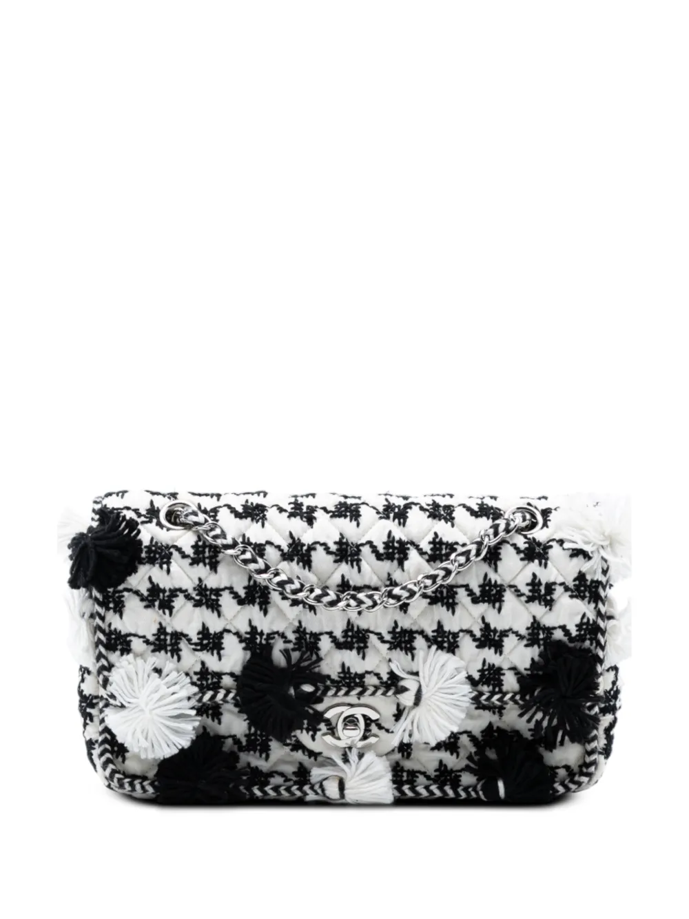 CHANEL Pre-Owned 2014-2015 Medium Classic Embroidered Canvas Double Flap shoulder bag - Black