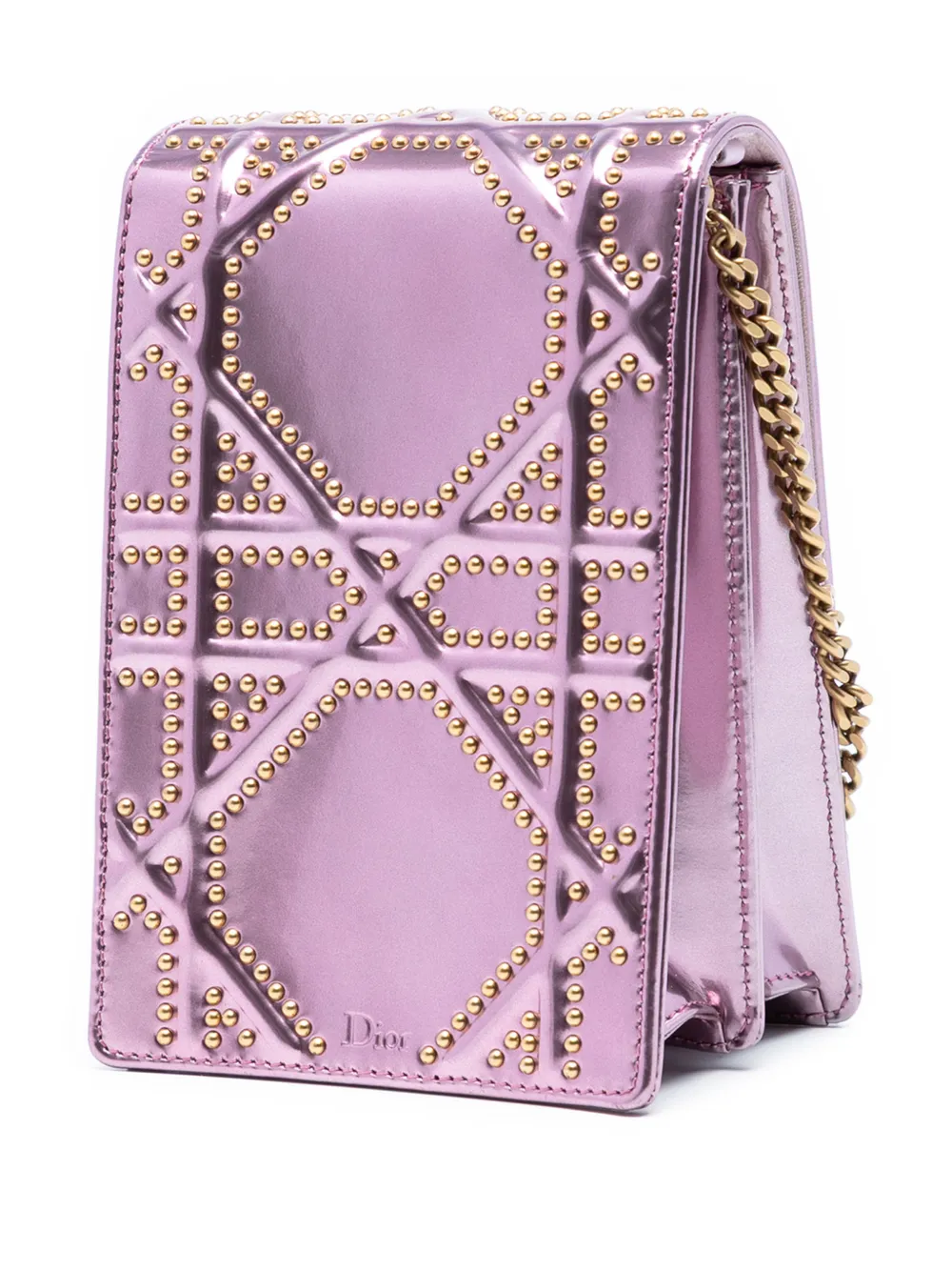 2018 Metallic Studded Calfskin Vertical Diorama Crossbody Bag