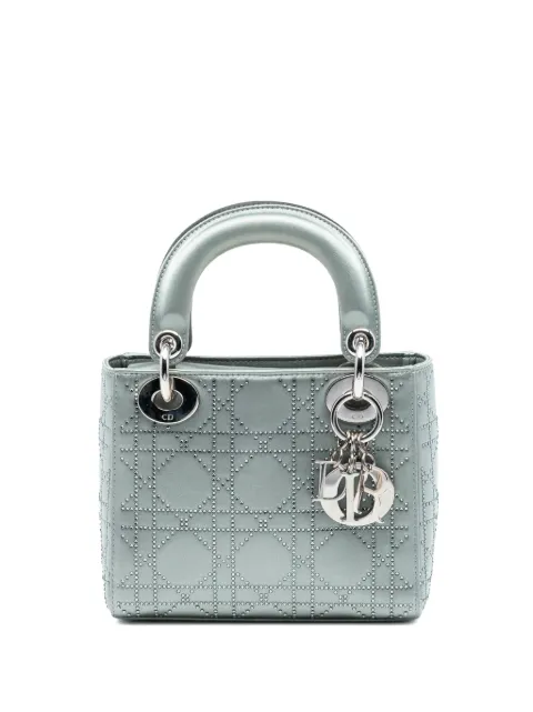 Christian Dior Pre-Owned 2010 Mini Satin Cannage Strass Crystal Embellished Lady Dior satchel