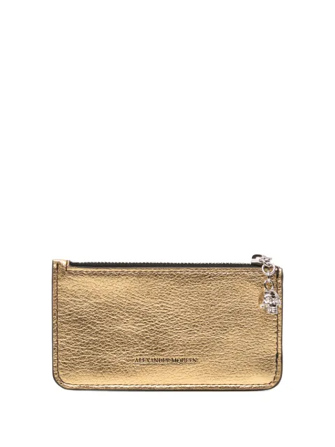 Alexander McQueen Pre-Owned 2010-2025 Metallic Leather Skull Charm Zip card holder