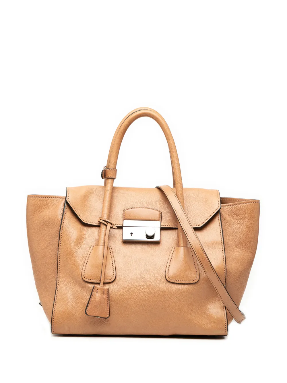 Prada Pre-Owned 2000-2025 Glace Calf Sound Lock satchel - Marrone