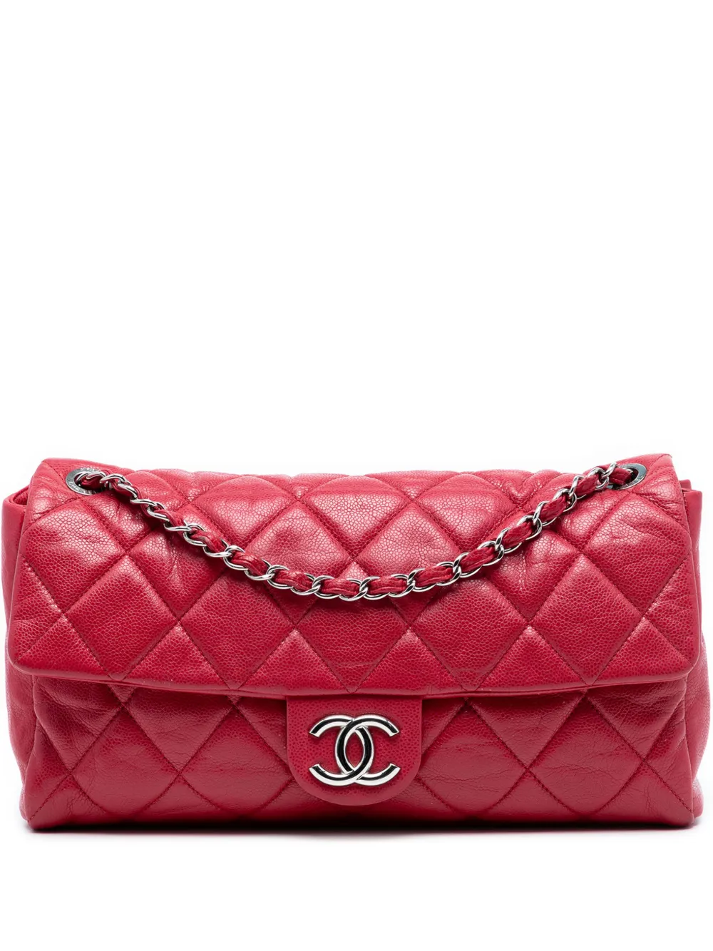 CHANEL Pre-Owned 2009-2010 Medium Glazed Caviar Nature Flap shoulder bag - Rosso