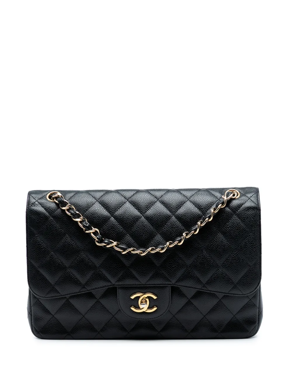 CHANEL Pre-Owned 2013-2014 Jumbo Classic Caviar Double Flap shoulder bag - Nero