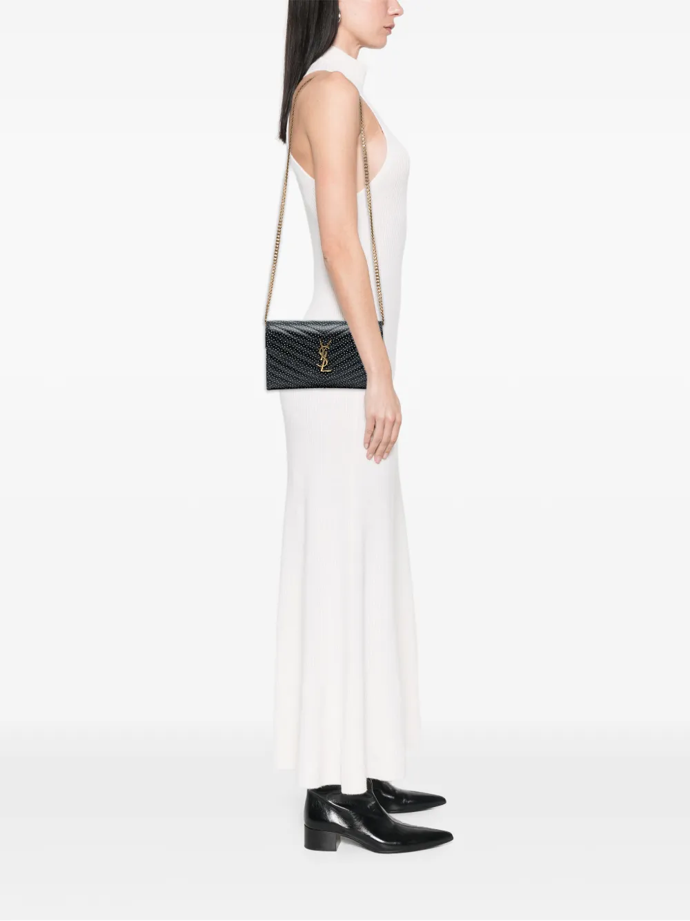 Saint Laurent Pre-Owned 2020 Quilted Chevron Calfskin Polka Dot Monogram Envelope Chain Wallet crossbody bag | Estilos de archivo | Image 2