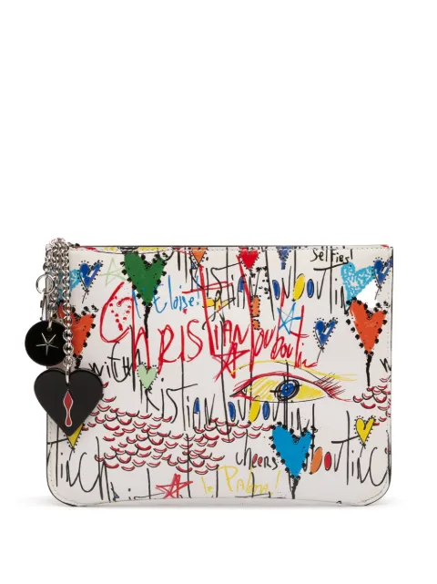 Christian Louboutin Pre-Owned 2017 Printed Leather Graffiti Loubitag clutch bag