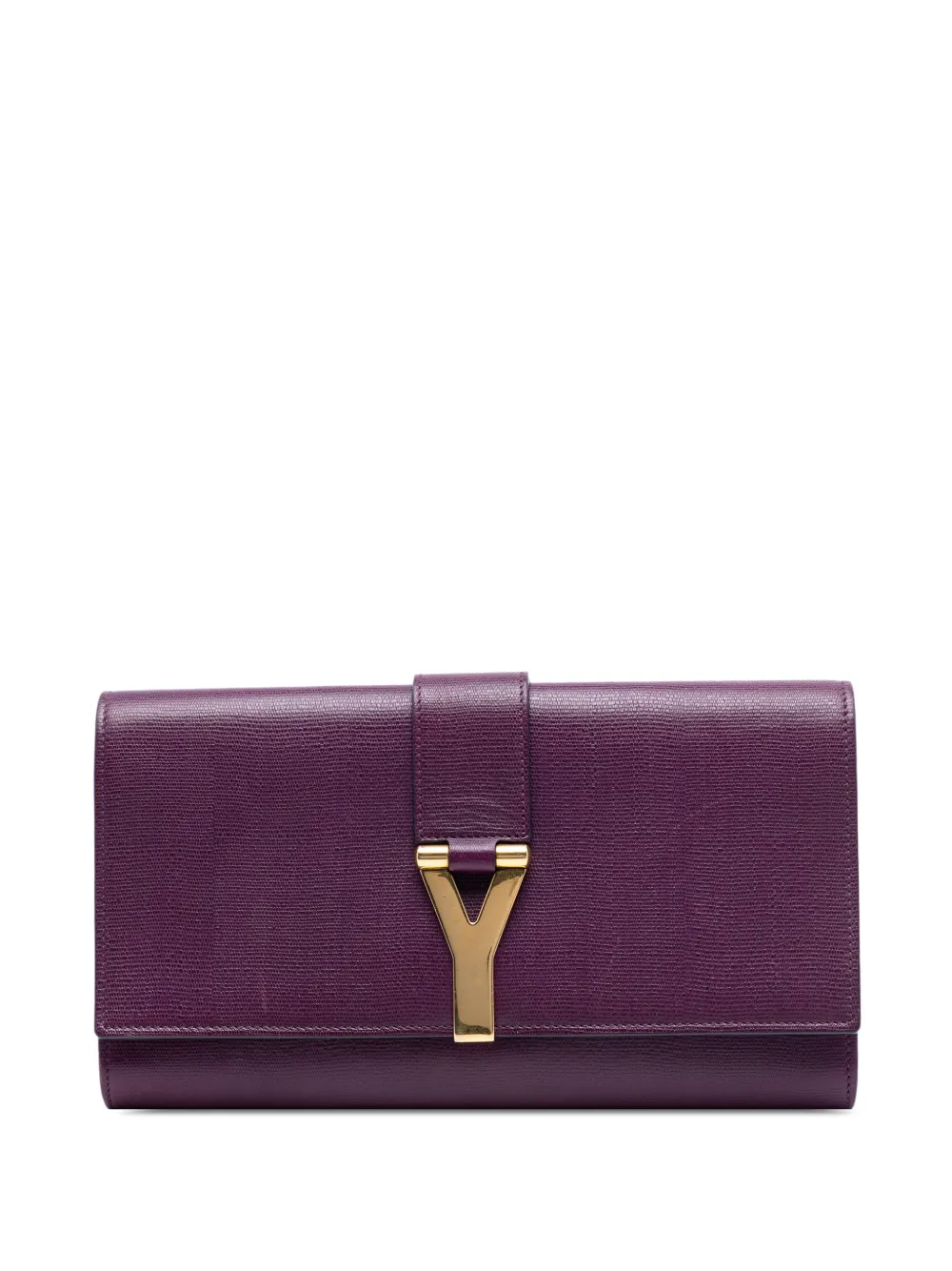Saint Laurent Pre-Owned 2000-2012 Textured Leather Chyc Ligne clutch bag - Viola