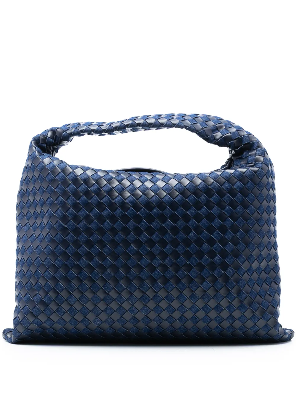 Bottega Veneta Pre-Owned 2012-2025 Large Calfskin and Denim Intrecciato Hop hobo bag - Blu