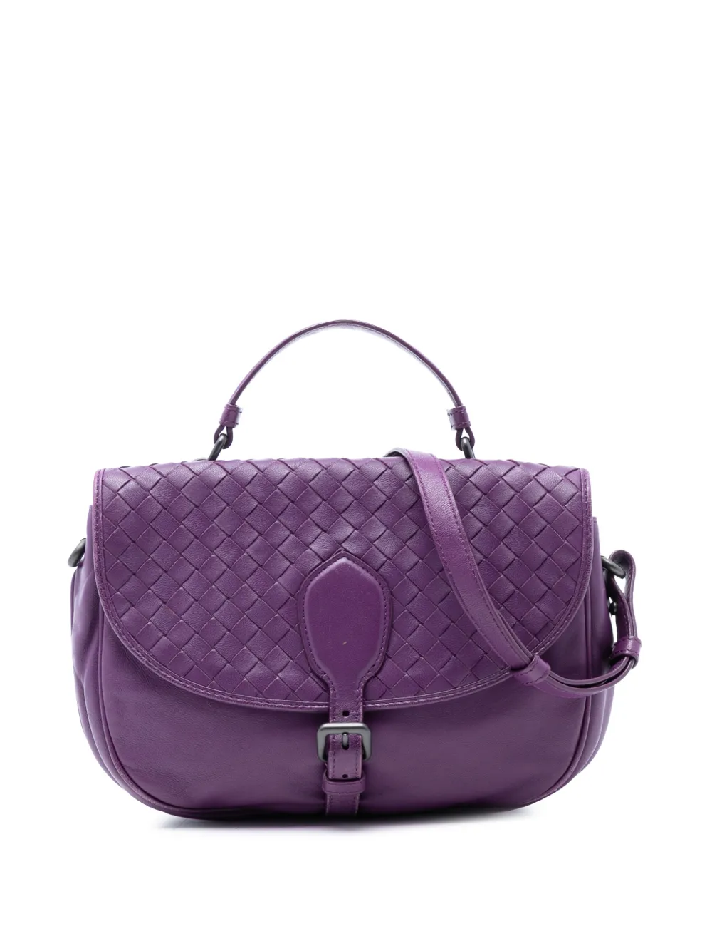 Bottega Veneta Pre-Owned 2012-2025 Leather Intrecciato Double Sided Flap satchel - Viola