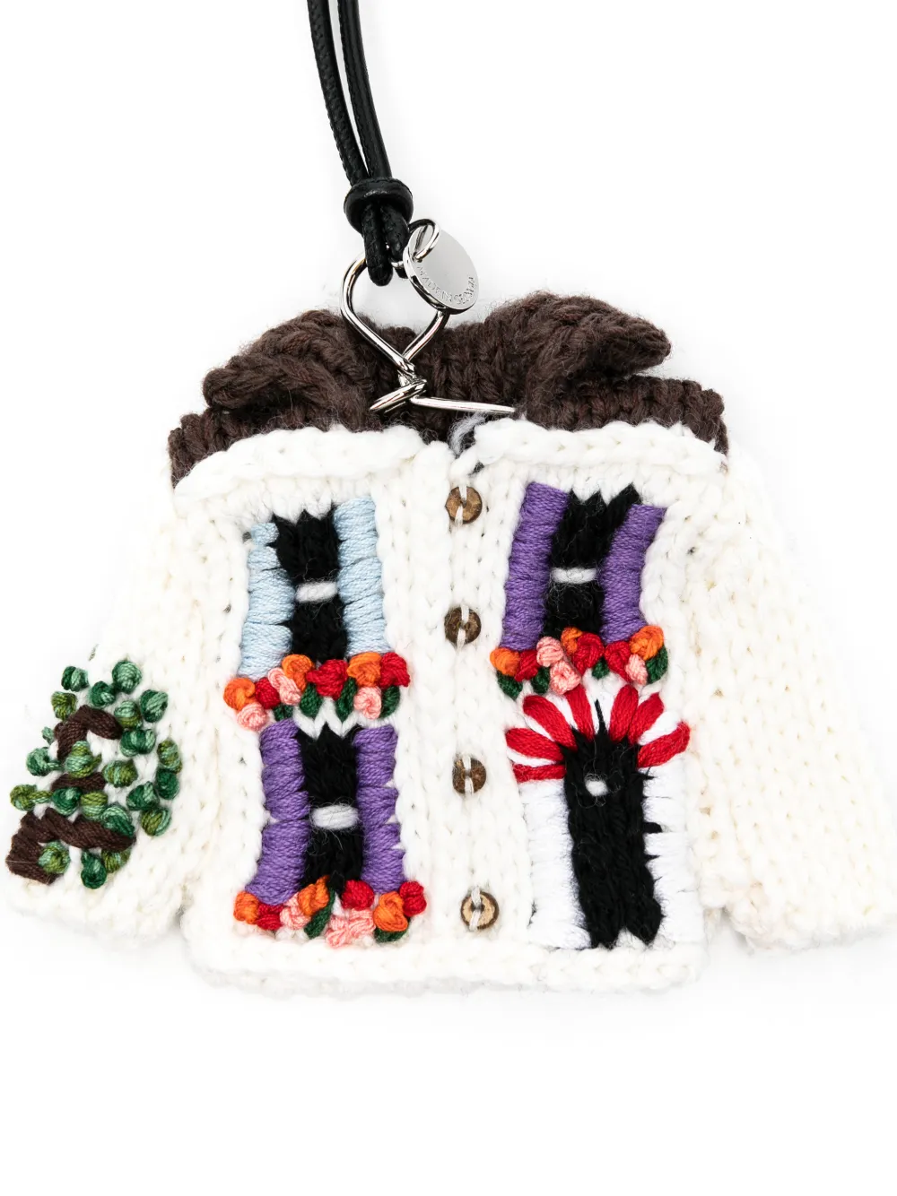  Jw Anderson Knitted House Charm Keyring - Neutrals 
