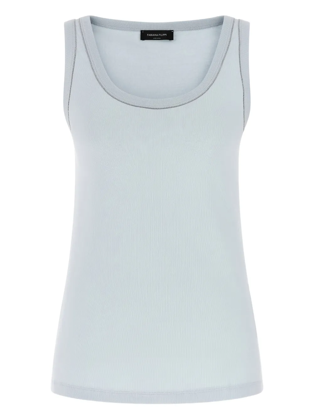 Fabiana Filippi jewel-detail round-neck top - Blu