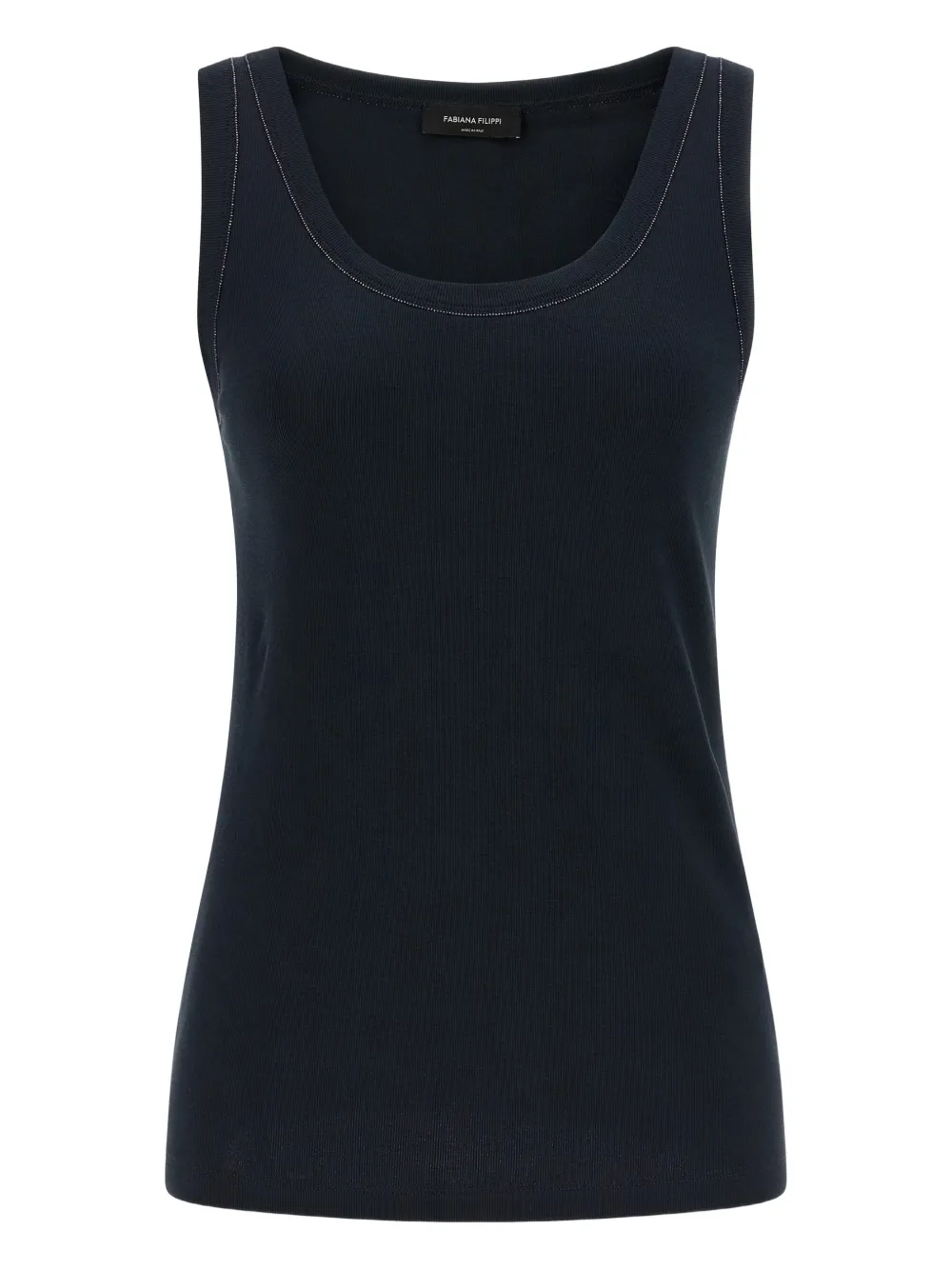 Fabiana Filippi jewel-detail round-neck top - Blu