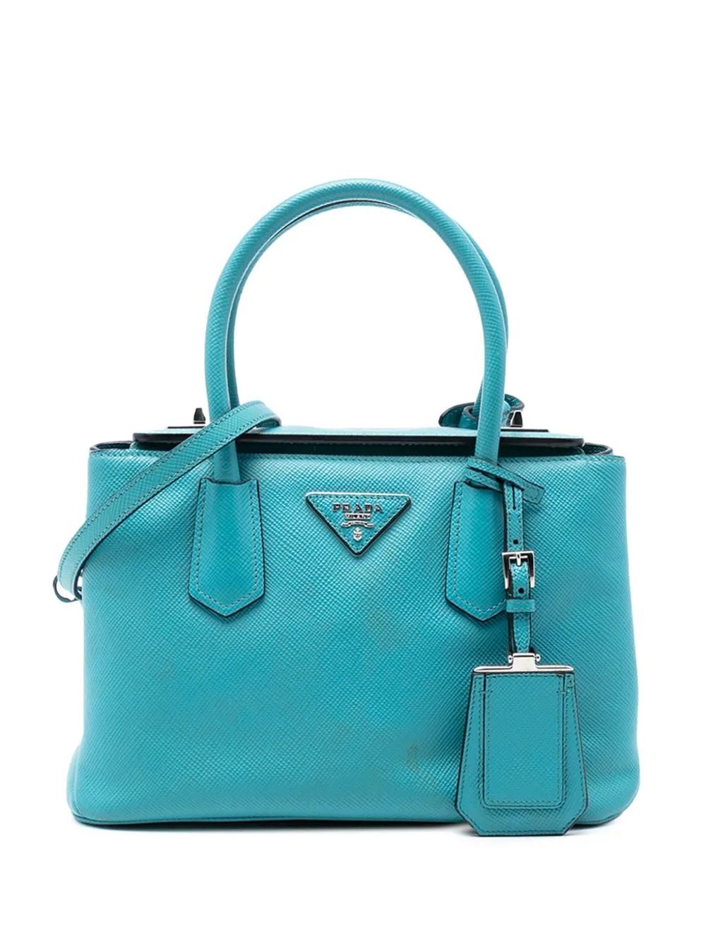 Prada Pre-Owned 2000-2025 Small Saffiano Cuir Turnlock Twin satchel - Blu