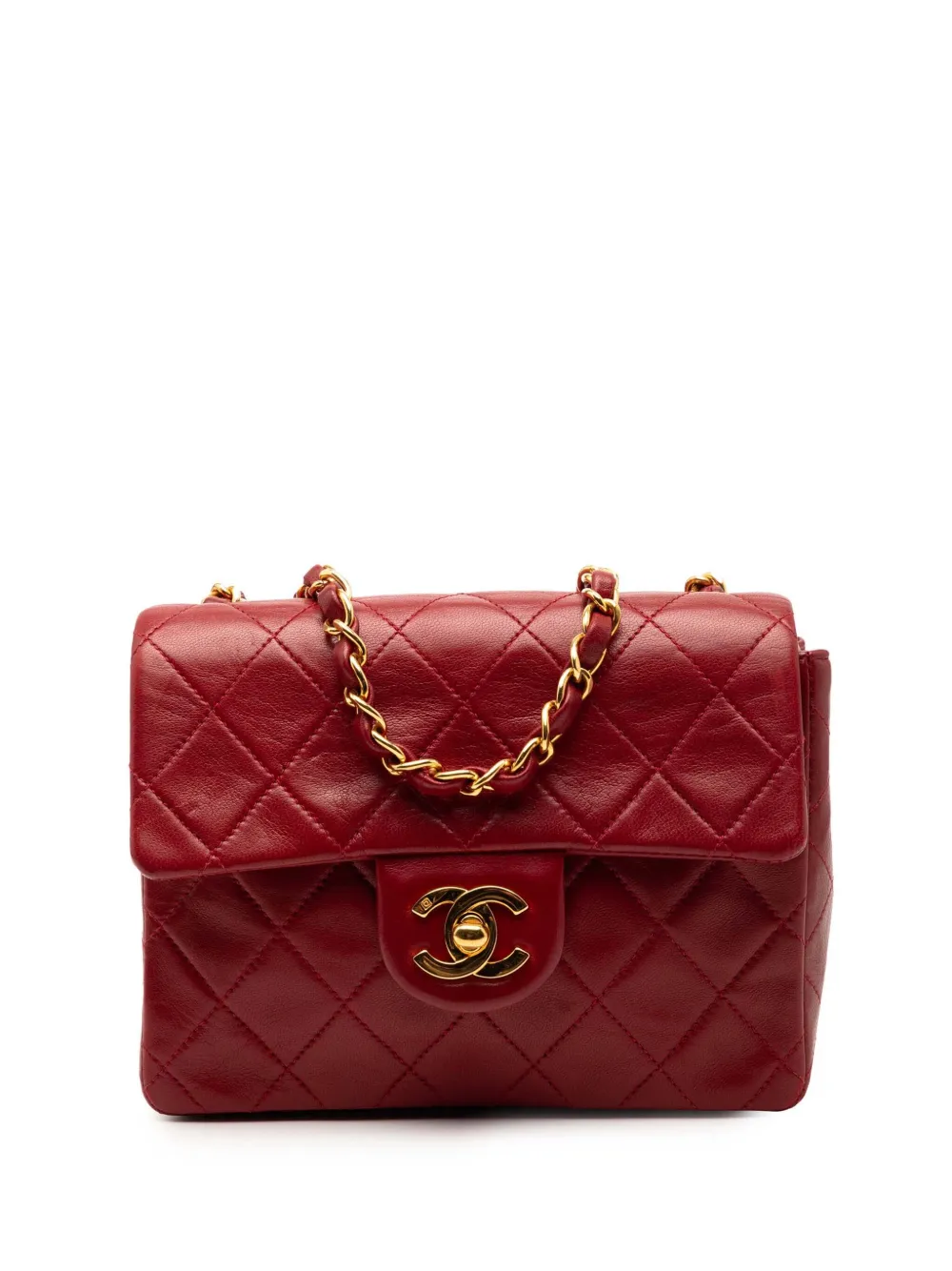 CHANEL Pre-Owned 1996-1997 Mini Square Classic Lambskin Single Flap crossbody bag - Red