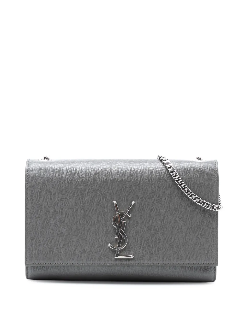 Saint Laurent Pre-Owned 2017 Medium Grain De Poudre Monogram Kate crossbody bag - Grigio