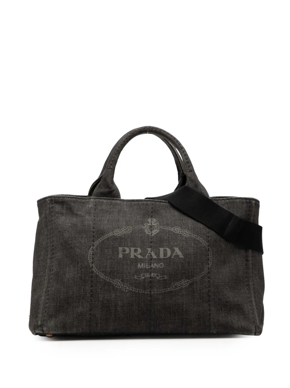 Prada Pre-Owned 2013-2025 Denim Canapa Logo satchel - Nero