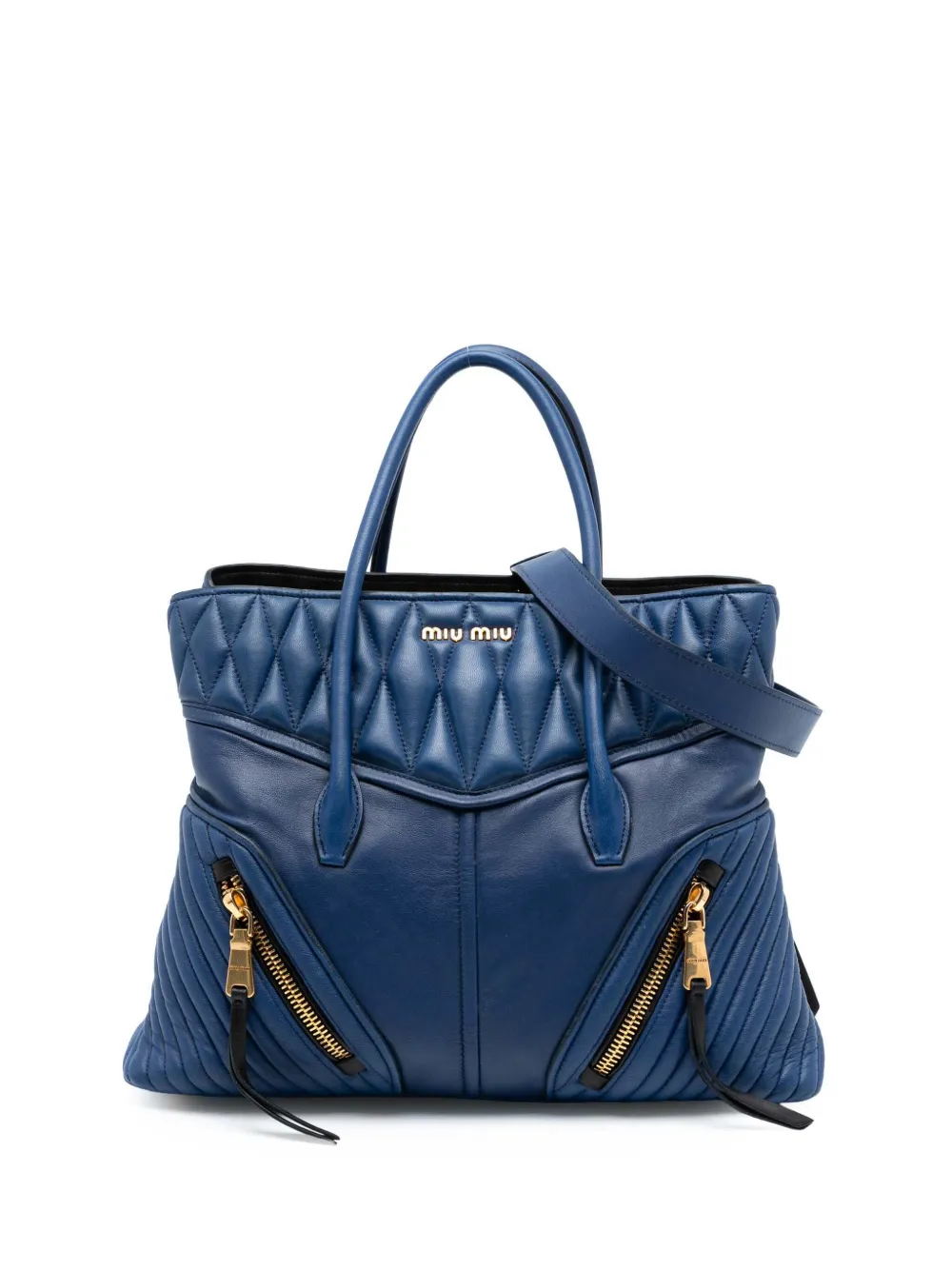 Miu Miu Pre-Owned 2010-2025 Large Nappa Biker satchel - Blu