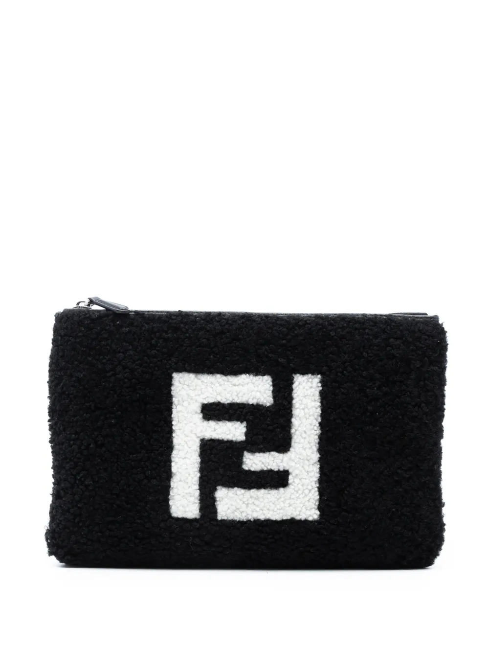 Fendi Pre-Owned 2010-2025 Shearling FF Flat Pouch clutch bag - Nero