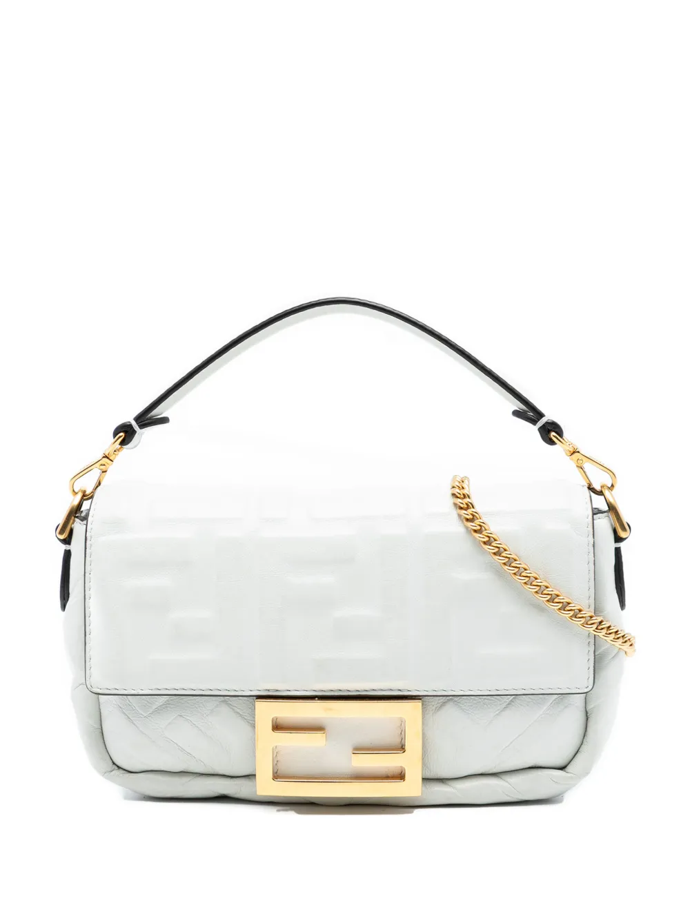 Fendi Pre-Owned 2010-2025 Mini Zucca Embossed Leather Baguette satchel - Bianco
