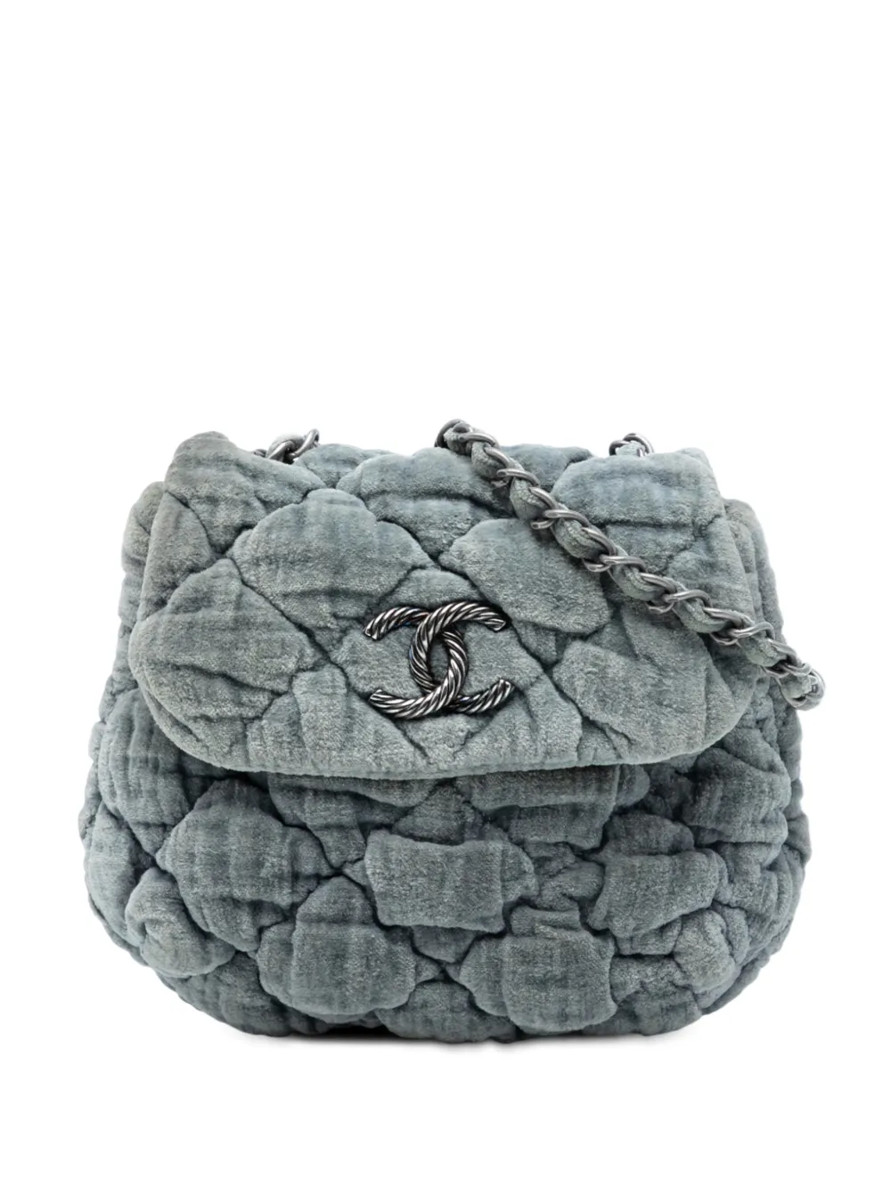 CHANEL Pre-Owned 2008-2009 Paris Moscou Mini Velvet Bubble Quilt Flap crossbody bag - Grigio