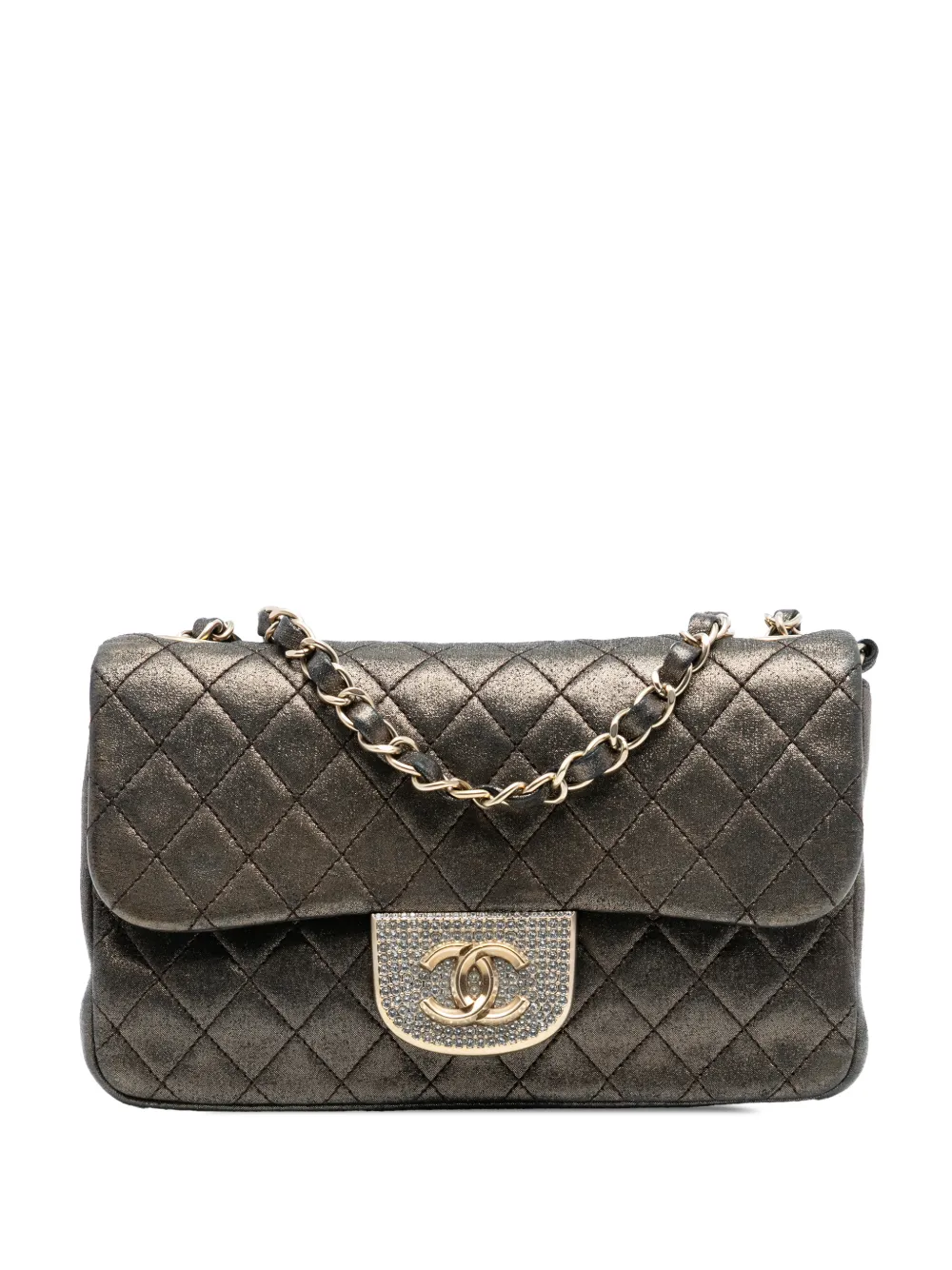 CHANEL Pre-Owned 2014-2015 Small Metallic Iridescent Pearl CC Crystal Single Flap Bag crossbody bag - Marrone