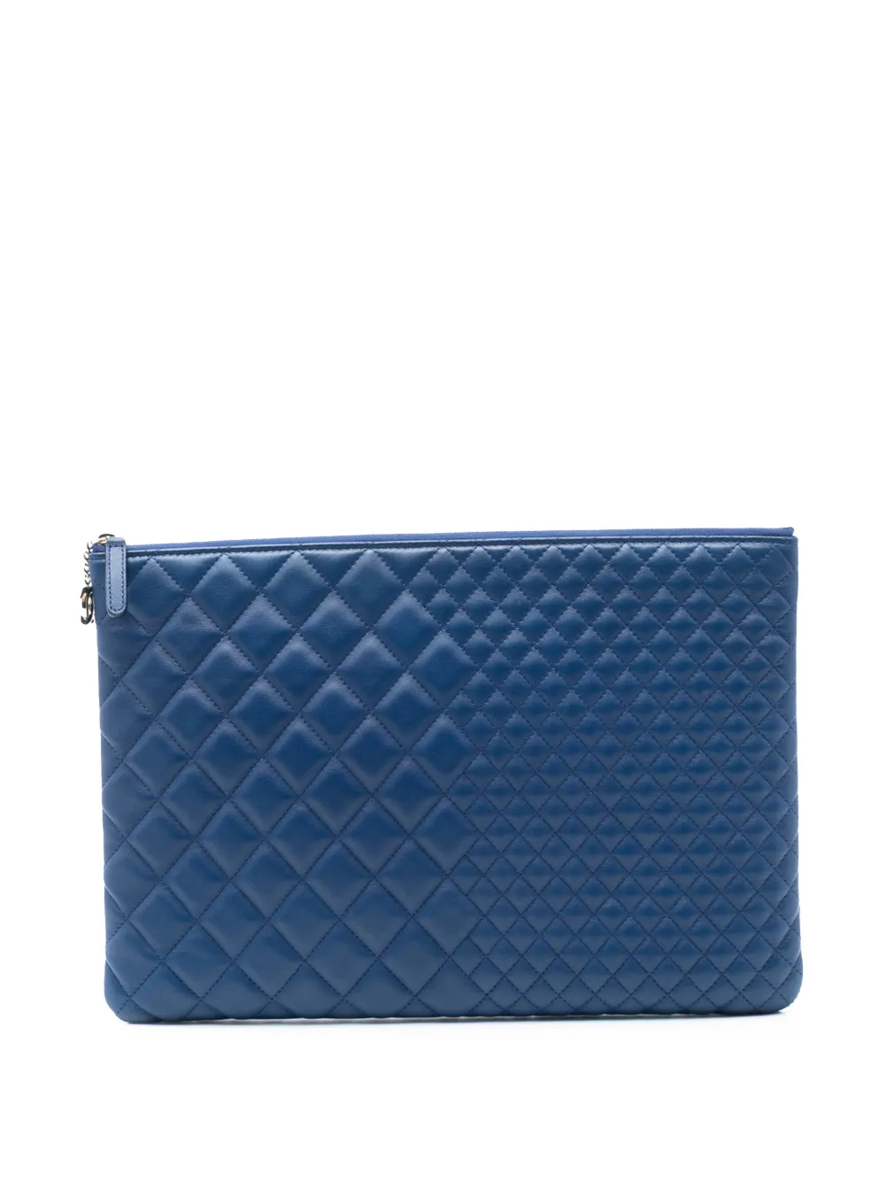CHANEL Pre-Owned 2016-2017 CC Bi Quilted Lambskin O Case clutch bag - Blu