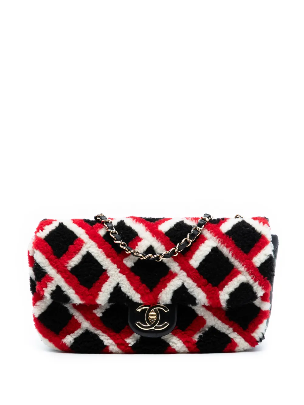 CHANEL Pre-Owned 2016-2017 Medium CC Shearling and Lambskin Single Flap crossbody bag - Nero