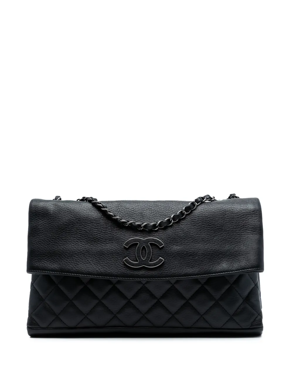 CHANEL Pre-Owned 2014-2015 CC Quilted Calfskin Hamptons Foldover Flap shoulder bag - Nero