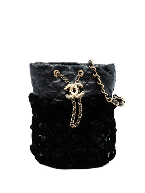 CHANEL Pre-Owned 2021-2025 Braided Velvet Goatskin Drawstring bucket bag