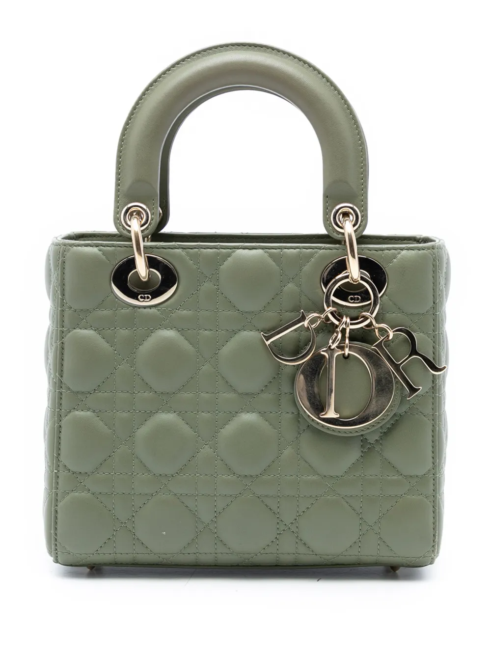 Christian Dior Pre-Owned 2020 Small Lambskin Cannage Lady Dior satchel - Verde