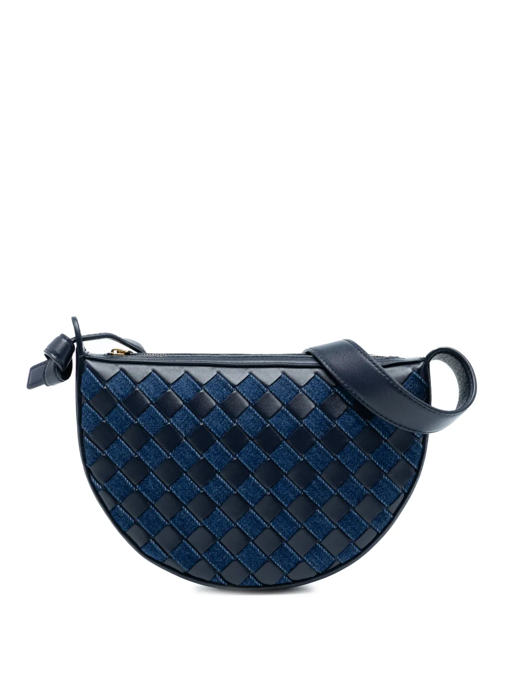 Bottega Veneta Pre-Owned 2012-2025 Mini Leather and Denim Intrecciato Sunrise hobo bag - Blu