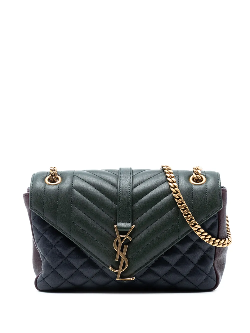 Saint Laurent Pre-Owned 2016 Medium Tricolor Sheepskin Triquilt Monogram College Bag crossbody bag - Blu