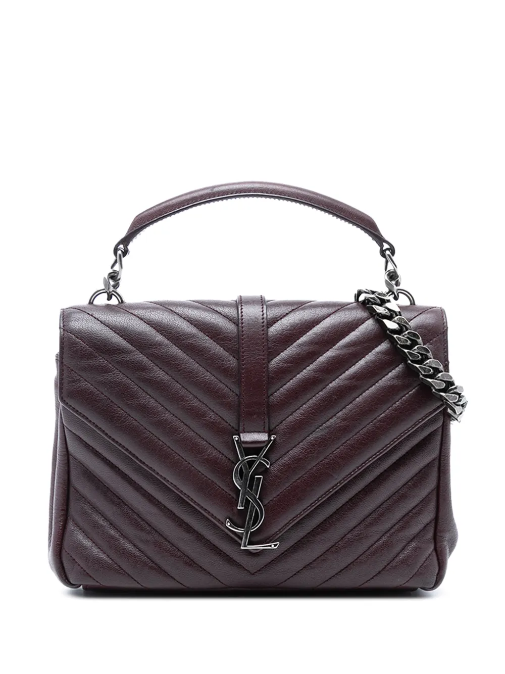 Saint Laurent Pre-Owned 2015 Medium Quilted Chevron Sheepskin College satchel | rojo | Image 1