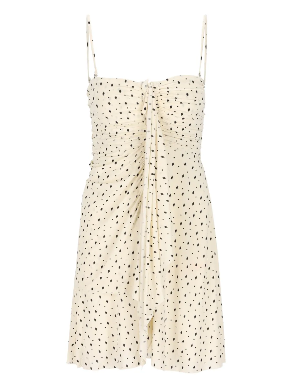 ISABEL MARANT Gemma dotted gathered mini dress - Toni neutri