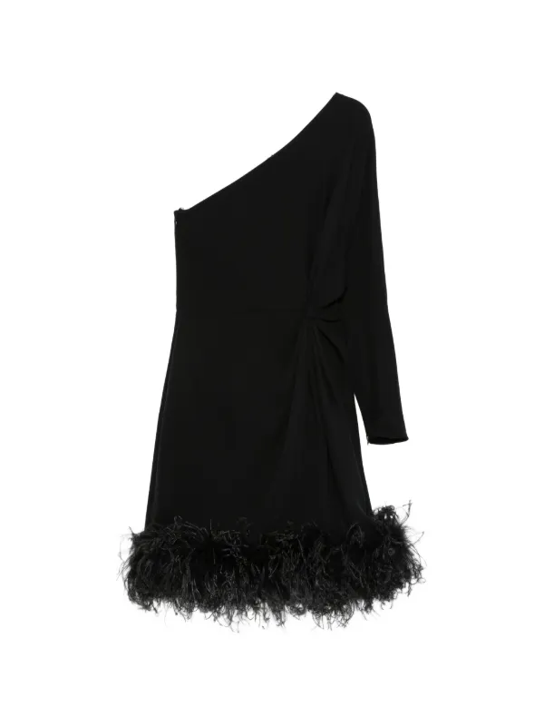 valentino one shoulder dress Valentino Garavani One-shoulder Feather Trim Dress