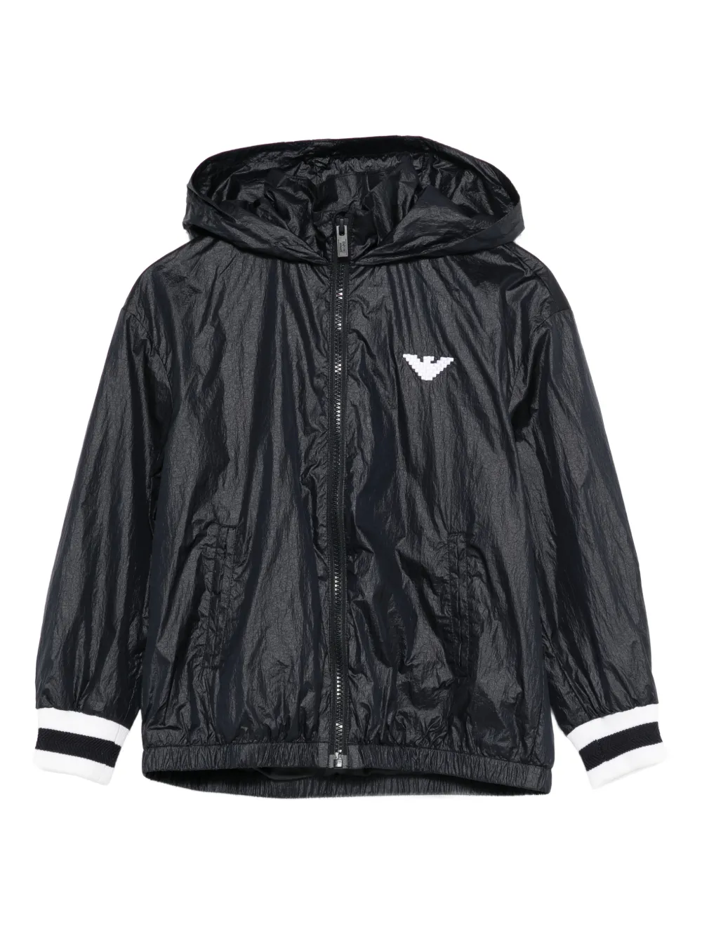 Emporio Armani Kids hooded stripe jacket - Blu