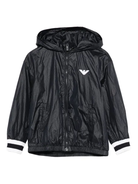 Emporio Armani Kids chamarra con capucha y motivo de rayas