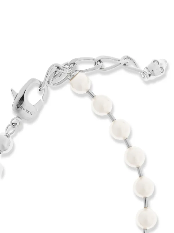 Alexander McQueen Skull Pearl Bracelet | Silver | FARFETCH