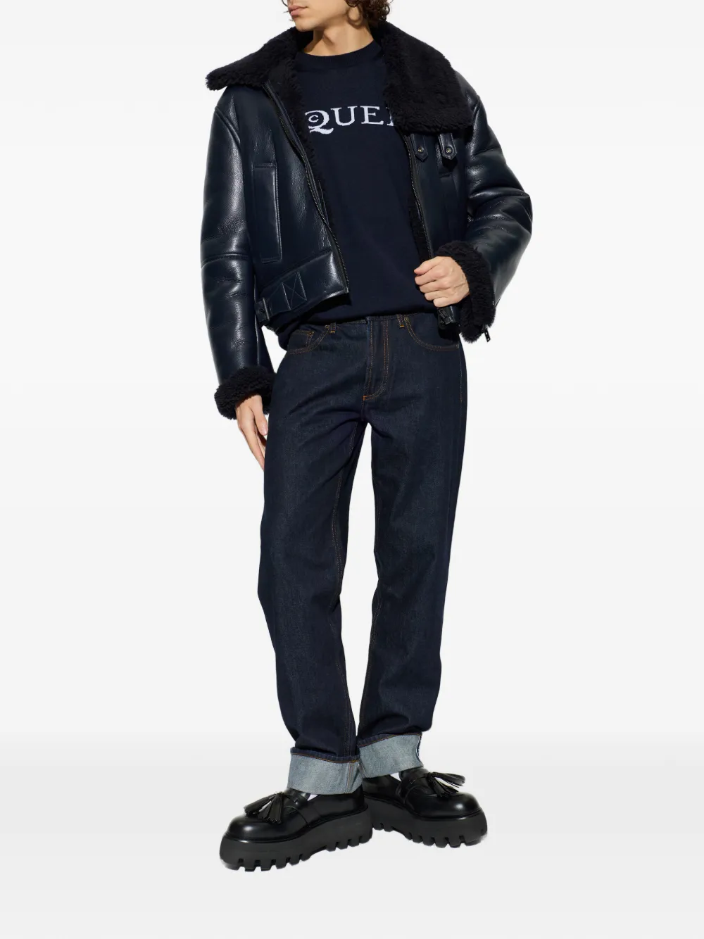 Alexander McQueen intarsia-knit logo sweater - Blauw