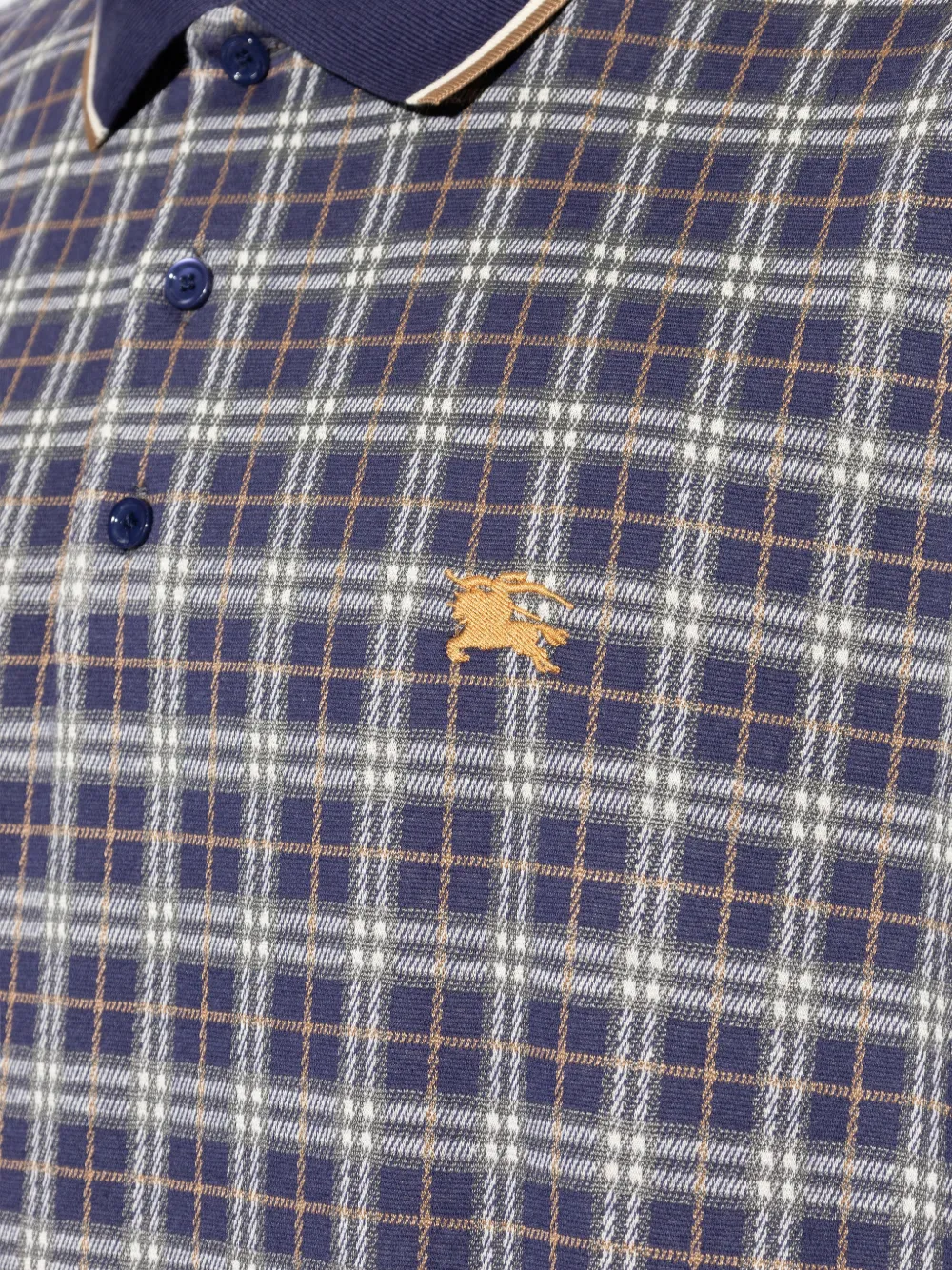 Burberry Geruit poloshirt Blauw