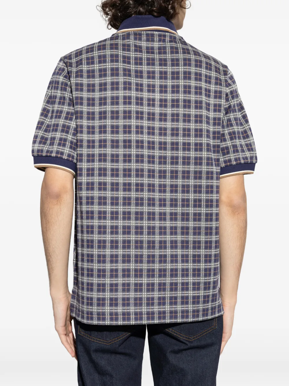 Burberry Geruit poloshirt Blauw