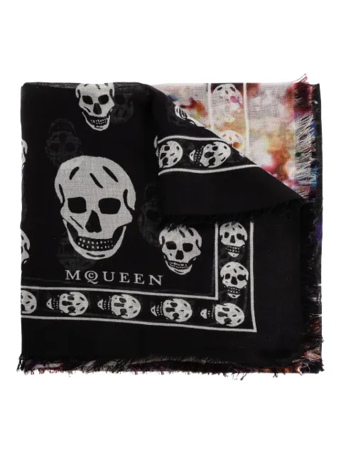 Alexander McQueen skull-pattern fringed scarf