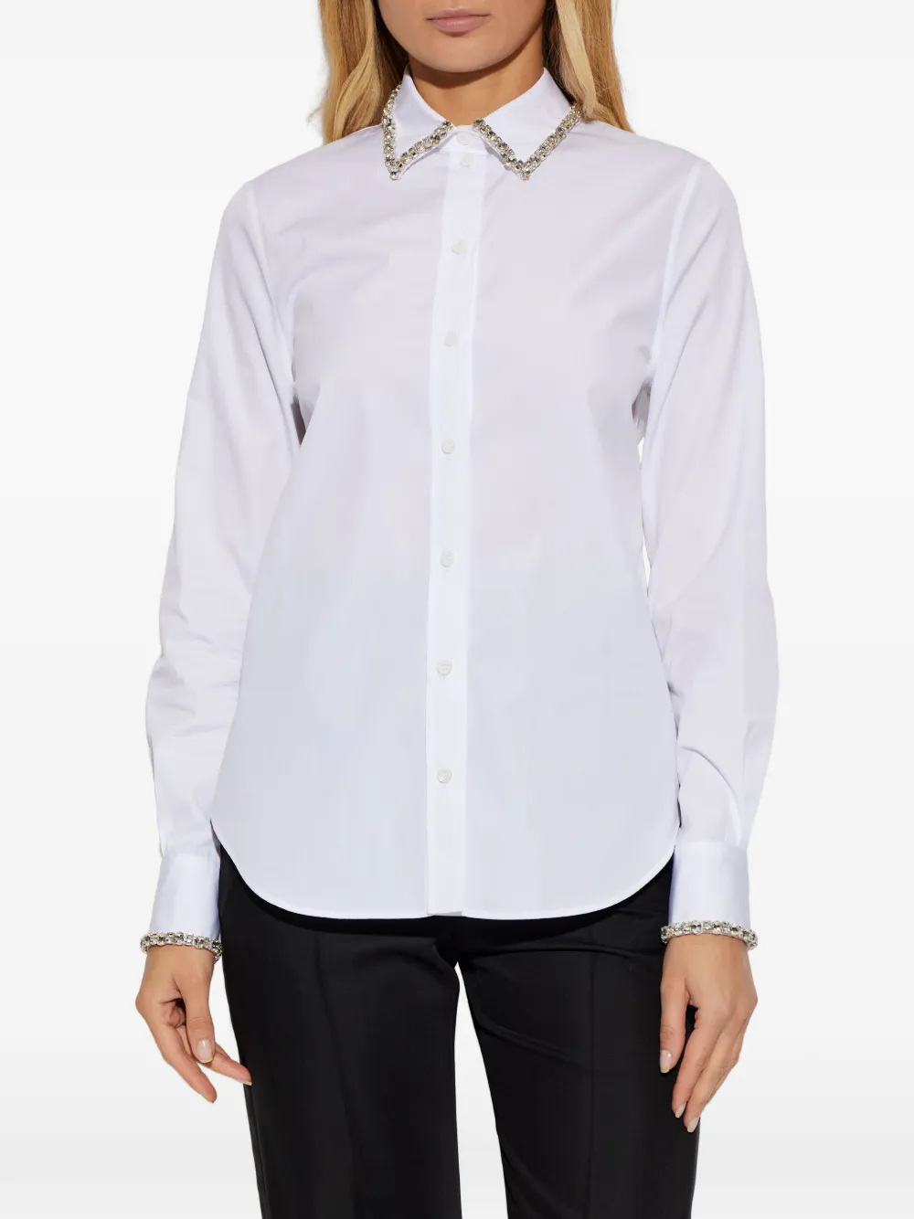 Alexander McQueen Blouse met verfraaide kraag Wit