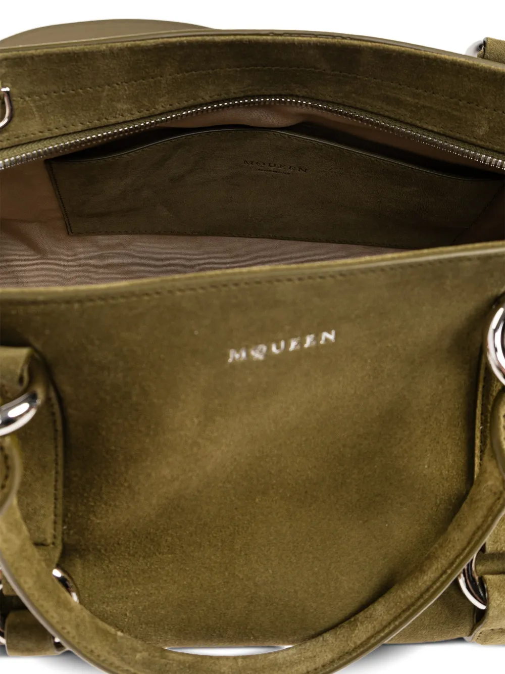Alexander McQueen Suède shopper met ringdetail Groen