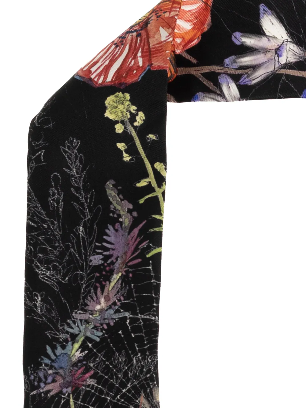  Alexander Mcqueen Floral Silk Scarf - Black 